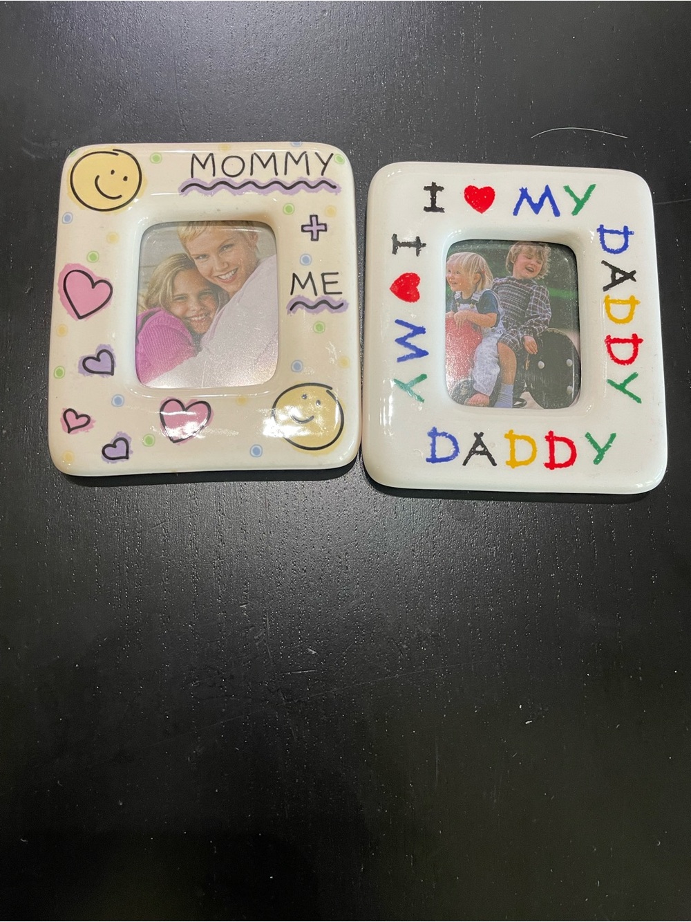 vintage Fetco ceramic picture frame magnets hand-painted Mother's Father's Day